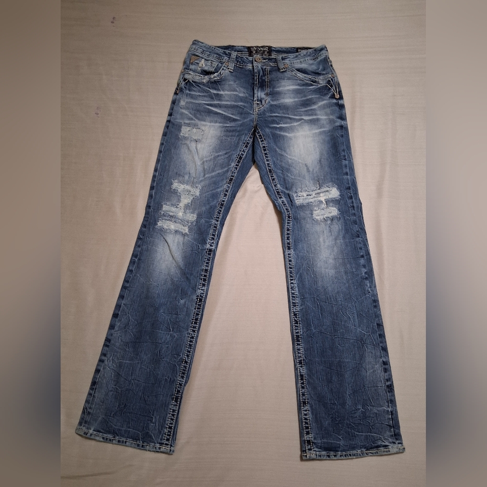 Salvage Supply Co Mayhem Boot Regular Fit Jeans 32x32 Blue Stretch Premium Denim